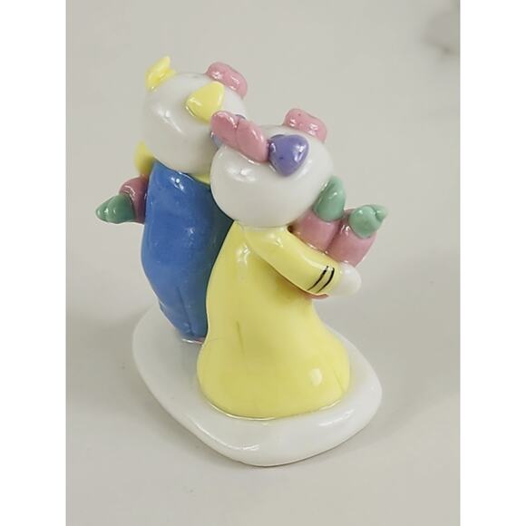 Mini Pig Piglet Piggy Cute Couple w/ Carrots 1 1/2" Pottery Figurine 90s Vintage - Picture 8 of 13